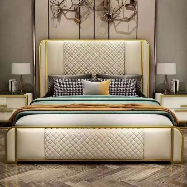 ESTIENNE' Genuine Leather Bed With Matching Nightstand - Image 2