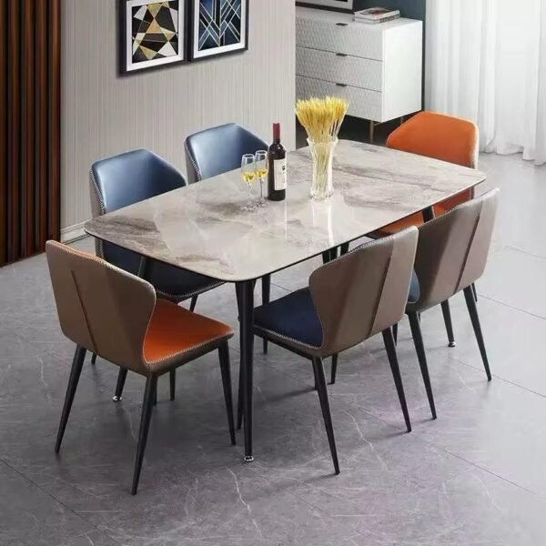 Glam Rectangle Dining Table Set with Marble Top - Image 5