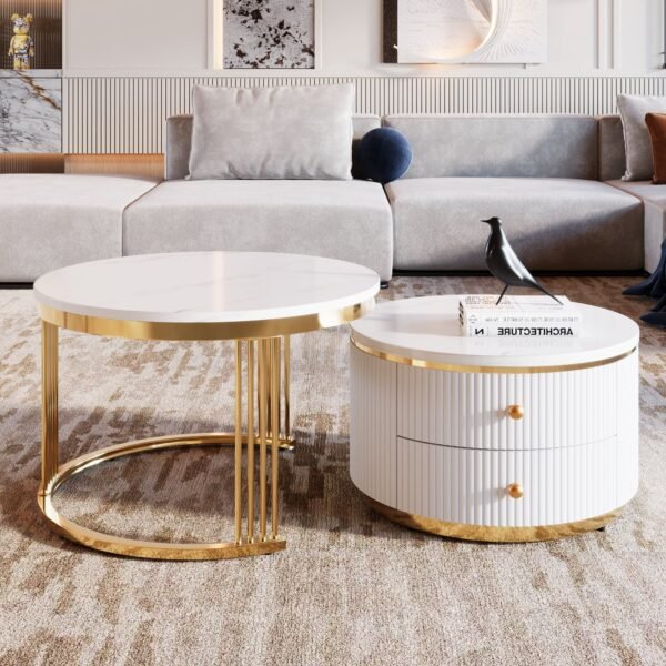 VIRESCENT WHITE ROUND COFFEE TABLE