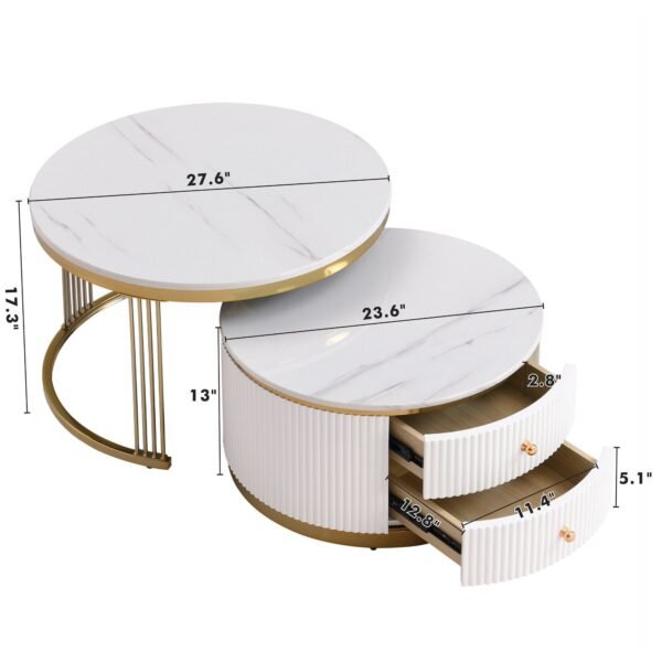 VIRESCENT WHITE ROUND COFFEE TABLE - Image 3