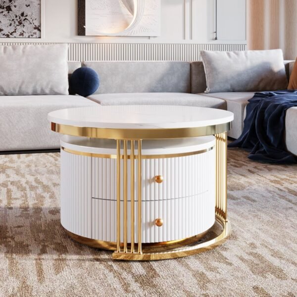 VIRESCENT WHITE ROUND COFFEE TABLE - Image 2