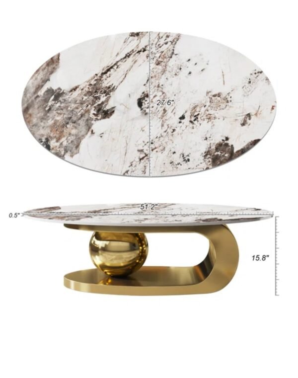 MODERN LUXURY METALLIC OVAL COFFEE TABLE - Image 4
