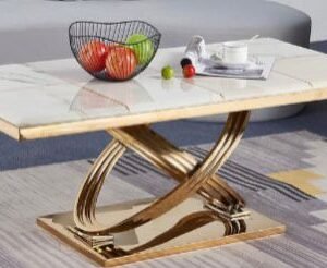 ROSDORF PARK GOLD WHITE MARBLE TOP COFFEE TABLE