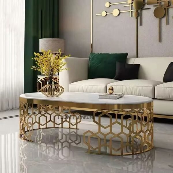 SHEZI OVAL STAINLESS STEEL MARBLE TOP